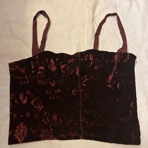 Free People Burgundy Velvet Floral Camisole jacquard small